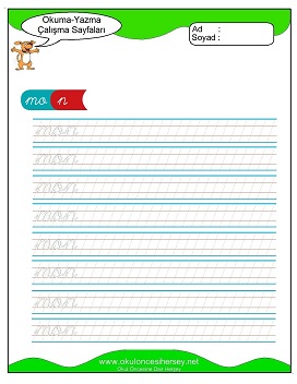 Sesler Okuma Yazma Çalışma Sayfaları